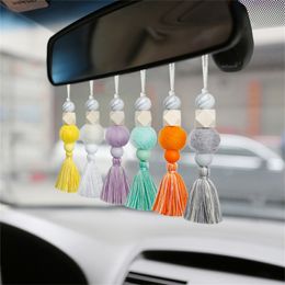 Perfume diffusion car decoration wooden silica gel Beaded auto fragrance pendant Nordic wind weaving accessories by sea T9I001785
