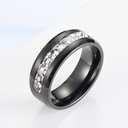 Wedding Rings Couples Ring For Women Stainless Steel Fashion Simple Black Rose Gold Zircon Men Gifts Womans Accessories