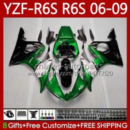 MOTO Fairings For YAMAHA YZF-R6S Green black YZF R6 S 600 CC YZF600 2006-2009 Body 96No.175 YZFR6S 2006 2007 2008 2009 YZF-600 600CC YZF R6S 06 07 08 09 OEM Bodywork Kit