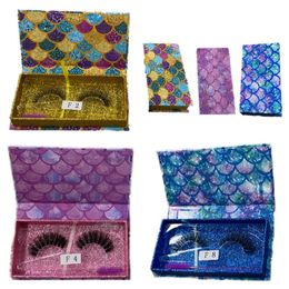 Rectangular Flash Fish Scale Eyelash Box 3D Mink False Eyelash Gift Box Lashes Package Storage Case Hardcover Box