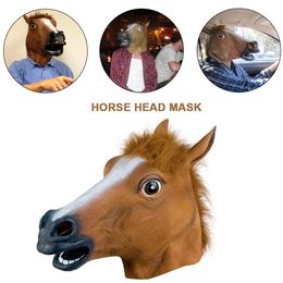 2019 New Horse Head Mask Latex rubber Animal Mask Cosplay Props for Masquerade Party Halloween Easter Toys Party Halloween Y200103