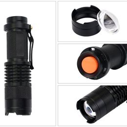 LED Strong Light Flashlight Stretch Zoom Mini Three Gear Adjustable Black Aluminium Alloy Torch Outdoors Camp Lamp Portable 5cha M2