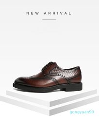 2022 new fashion hotest designer men leather shoes with lace, casual, comfortable lace-up footwear black and brown handmade office dress