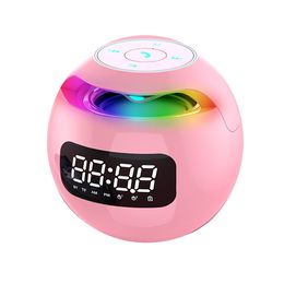 Portable Wireless Bluetooth Speaker Mini Colorful Lights Ball Speakers With LED Display Alarm Clock Hifi TF Card MP3 Music For Smartphone