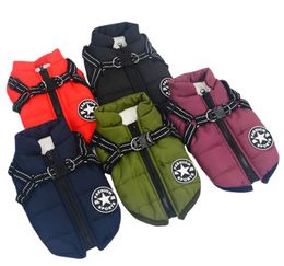 Large Pet Dog Jacket With Harness Warm Dog Clothes For Labrador Waterproof Dog Coat Chihuahua French Bulldog Outfits
