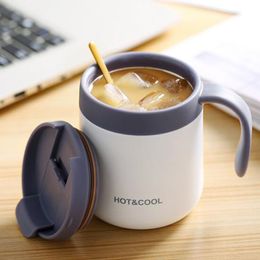 350/500ML 304 Stainless Steel Thermos Mugs Office Vacuum Cup With Handle Lid Insulated Tea mug Portable Thermos Cup Thermoses 201109