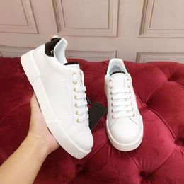 Beste Qualität Neue Mode Männer Brief Echtes Leder Weiße Schuhe Mode Niedrigen Absatz Damen Outdoor-Schuhe Paar Modelle Größe 35-45