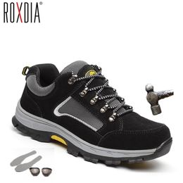 Drop shipping men work safety boots genuine leather steel toecap impact resistant man plus size 39-48 women ladies shoes RXM114 Y200915