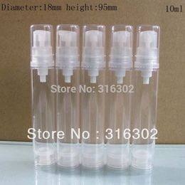 50 x 10cc Empty Portable Cosmetic Airless Pump Lotion Bottle 10ml Refillable Beauty Container with clear pump cap