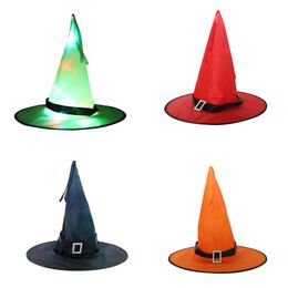 Halloween Led Flashing Hats Adult Performance Witch Hat Party Decoration Bandage Cap Fashion Props Prom Supplies 4 5cy D2