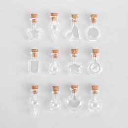5PCS Mini Wishing Bottle Glass Cork Empty Sample Jars Storage Vial DIY Pendants Home Decoration Cork Stopper Bottles