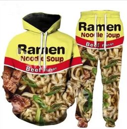 2022 New Men/Womens Food Beef Noodle Funny 3D Print Fashion Tracksuits Hip Hop Pants + Hoodies ok024