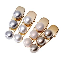 Women Vintage Metal Hairpins Hair Accessories Korea Fashion Imitiation Pearl Hair Clips Metal Gold Color Hairgrip for Girls