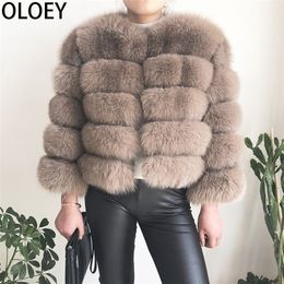 High quality 100% real fox fur coat, female winter fashion warm leather natural fur coat, sleeve short jacket, free shipping 201212