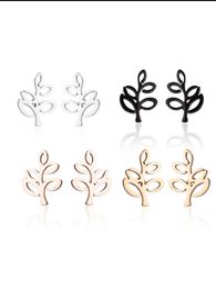 Wholesale 10pc/lot Black Gold Sprouts Earrings Stainless Steel Earring Simple Branch Ear Studs Hiphop Women Men Earring Jewellery