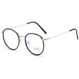 2022 Big Eyes Oval Eyeglasses Frame Full Metal With Colour Round Frames School Glasses