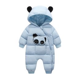 OLEKID 2020 Winter Baby Snowsuit Cartoon panda Thick Warm Newborn Baby Girl Jumpsuit Toddler Snow Suit Baby Boy Rompers Overalls LJ201007