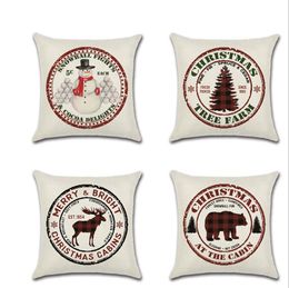 Christmas Pillowcase Snowman Printed Pillowcase Cover Christmas Tree Sofa Pillow Covers Home Pillowcase Cover Supplies 4 Designs BT718