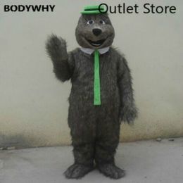 Mascot Costumes Long Hairy Gray Bear Mole Mouse Mascot Costume Dress Halloween Furry Suits Party Game Fursuit Outfits Carnival Xmas Ad