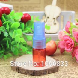 100pcs/Lot, Red Plastic Spray Bottle 5ML, 5CC Atomizer Bottle, Cosmetic Toner with Blue Pumphigh quatity