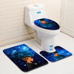 African woman floor mata bathroom non-slip toilet seat covers mat three-piece bath room carpet door mat pat in stock one set can be shipped sale