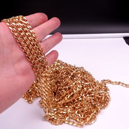 3 meter Lot Gold Plated Fashion 5mm / 8mm Curb Link Chain Stainless Steel Jewelry Findings Chain DIY Marking