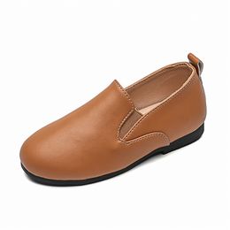 Kids Casual Shoes Leather For Boys Girls Brown Comfortable Beautiful Leisure Footwear Size 21-30 Child Arrival Spring 220225