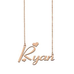 Ryan Name Necklace Personalized Nameplate Pendant for Women Girls Birthday Gift Kids Best Friends Jewelry 18k Gold Plated Stainless Steel