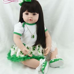 bigs 60cm 6-9Month size Reborn toddler girl doll Baby Doll Toys reborn with Long hair Realistic Baby Dolls 100% Handmade LJ201031