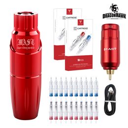 Wireless Tattoo Kit Mast Tour Machine Rotary Pen Battery Cartridges Needles D3109