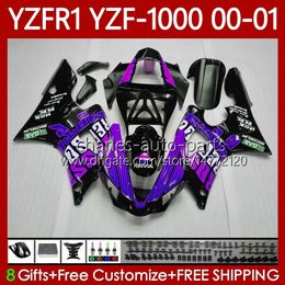 Bodywork Kit For YAMAHA YZF-1000 YZF-R1 YZF1000 YZFR1 00 01 02 03 Body 83No.157 YZF R1 1000CC 2000-2003 YZF 1000 CC R 1 2000 2001 2002 2003 Motorcycle Fairing Purple Black