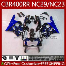 Body Kit For HONDA CBR400 RR NC29 CBR 400 RR CC NC23 400CC 88-99 Bodywork 66No.51 CBR400RR Blue flames 94 95 96 97 98 99 CBR 400RR 1994 1995 1996 1997 1998 1999 OEM Fairing