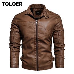 Spring Mens New Arrival Fashion Vintage Leather Coat Men Stand Collar Military Bomber Jacket Male chaqueta hombre 201028
