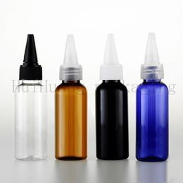 100pcs 50ml clear black empty lotion cream cosmetic container 50cc twist cap bottle 1.7 oz round colored plastic