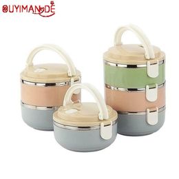 Exquisite Fashion Lunch Box Stainless Steel Leak-proof Lunch Box Portable Insulation Food Storage Box Picnic Camping Insulation 201015