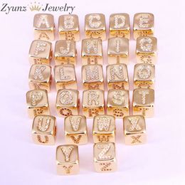 10PCS, Micro Pave CZ Cute Square Letter Spacer Connector Beads for jewelry Making Findings Accessories Wholesale Y200730