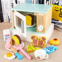 Kids Play House Large Simulation Microwave Kitchen Utensils Play House Kitchen Toys Dollhouse Furniture Baby Gifts LJ201211