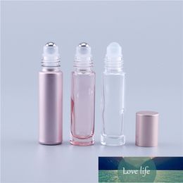 10ml Pink Colour Thick Glass Roll On Essential Oil Empty Perfume Bottle Roller Ball bottle For Travel