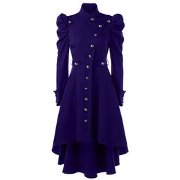 Vintage Steampunk Gothic Overcoat Winter Ladies Retro Jacket Autumn Women Wool Coat Long Sleeve 201104