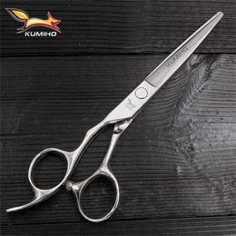 KUMIHO Japan 440C left handed hair scissors 6 inch cutting professional shear for barber leafty 220125