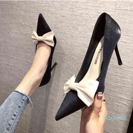 DressShoes Casual High heels pointed high heel's thin heels bowknot celebrity silk satin suede single shoes 35-43