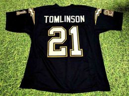 Custom Football Jersey Men Youth Women Vintage 21 LaDAINIAN TOMLINSON CUSTOM NAVY BLUE Rare High School Size S-6XL or any name and number jerseys