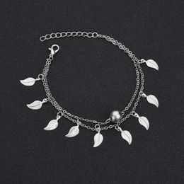 Anklets For Women Delicate leaves Double Layer Ankle Chain Simple anklets Elegant Beach Foot Jewellery