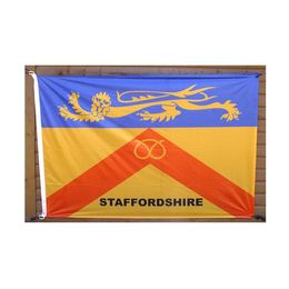 Staffordshire Flag High Quality 3x5 FT England County Banner 90x150cm Festival Party Gift 100D Polyester Indoor Outdoor Printed Flags
