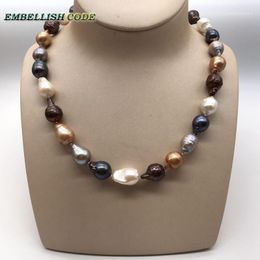 Chokers Normal Size Baroque Necklace Tissue Nucleated Flame Ball Pear Shape White Blue Gray Yellow Brown Color Natural Freshwater Pearls1