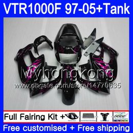 Body +Tank For HONDA SuperHawk VTR1000F 97 98 99 00 01 05 56HM.78 Rose flames VTR1000 F VTR 1000 F 1000F 1997 1998 1999 2000 2001 Fairings