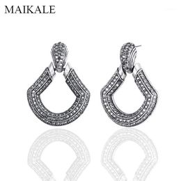 Dangle & Chandelier MAIKALE Vintage Big Geometric Zinc Alloy Earrings Micro Inlay Rhinestone Drop Earring For Women Jewelry Classic Gifts1