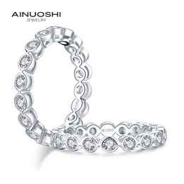 AINUOSHI 925 Sterling Silver Band Rings Women Engagement Simulated Diamond Wedding Silver Bridal Full Rings Jewellery Y200106