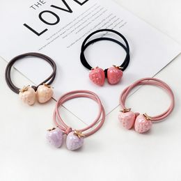 1PCS Candy Colour Strawberry Ball Hair Accessories For Women Girls Headband Korean Elastic Children Rubber Bands Ponytail Holder