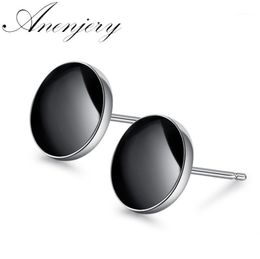 Stud Fashion 925 Sterling Sliver Black Vinyl Spot Earrings For Men And Women Brincos Jewellery S-E1871